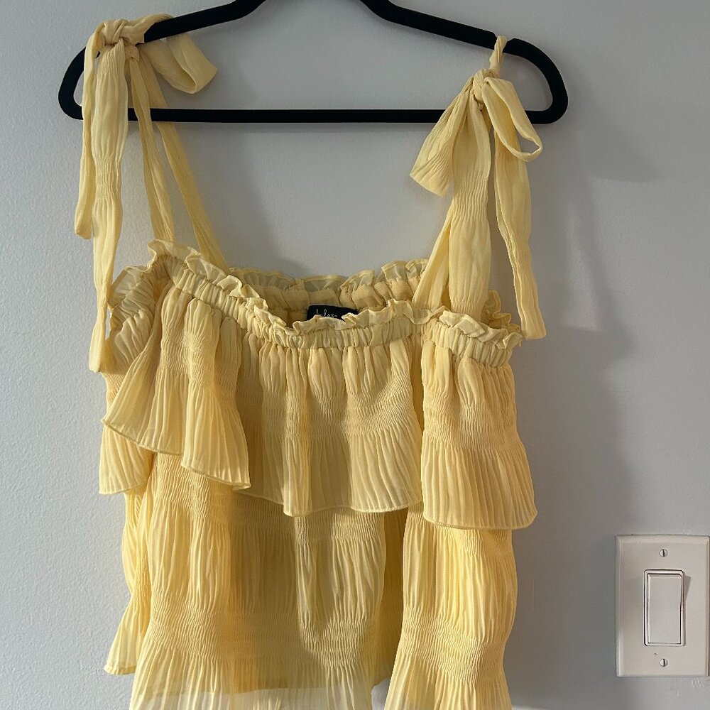 Lulus Yellow Tie-Strap Tiered Tank Top